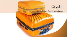  Presentation with ready - PPT theme having baggages ready for travel isolated background and a gold colored foreground