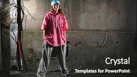  Presentation with wall street - Presentation theme having baggy - young dancer standing background and a  colored foreground