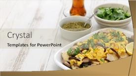  Presentation with breakfast - Cool new PPT theme with bagila-bil-dihin-iraqi-breakfast backdrop and a mint green colored foreground