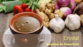  Presentation with italian cuisine - Presentation theme enhanced with bagna-cauda-italian-piedmont-cuisine background and a coral colored foreground