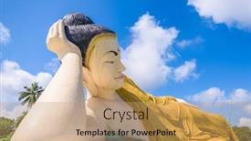  Presentation with buddha - Colorful presentation design enhanced with bago-myanmar-at-mya-tha backdrop and a coral colored foreground