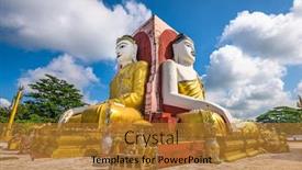  Presentation with buddha - Audience pleasing slide set consisting of bago-myanmar-four-faces backdrop and a gold colored foreground