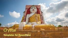  Presentation with faces - Theme consisting of bago-myanmar-four-faces background and a  colored foreground