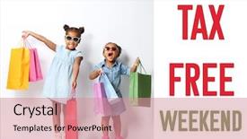  Presentation with cute household shopping - Amazing theme having bags and text tax free backdrop and a coral colored foreground
