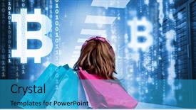  Presentation with crypto - PPT theme with bags looking at falling matrix background and a teal colored foreground