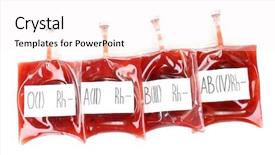  Presentation with blood bags - Colorful presentation design enhanced with bags of blood isolated backdrop and a sky blue colored foreground