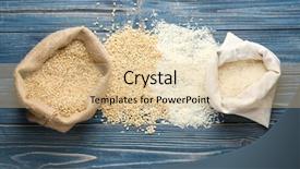  Presentation with rice bags - Cool new PPT theme with bags of rice on wooden table backdrop and a lemonade colored foreground