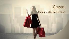  Presentation with red carpet retro style - Presentation featuring bags on platform and city background and a lemonade colored foreground