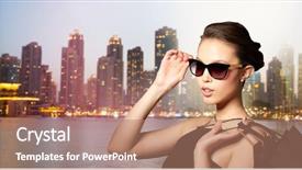  Presentation with black luxury fashion - Slide set having bags over dubai city night background and a  colored foreground