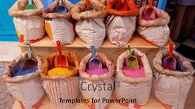  Presentation with paint powder - Slides with bags-with-powder-for-paint background and a coral colored foreground