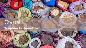  Presentation with market - Cool new PPT layouts with bags with spices at a street market in leh ladakh district of kashmir india backdrop and a coral colored foreground