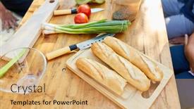  Presentation with summer camp - PPT layouts with baguette-bread-and-ingredients background and a coral colored foreground