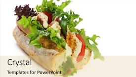  Presentation with mayonnaise - Presentation theme having baguette sandwich with grilled chicken background and a lemonade colored foreground