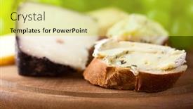  Presentation with cheese - Audience pleasing presentation theme consisting of baguette-with-brie-and-manchego backdrop and a yellow colored foreground