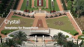  Presentation with garden - PPT theme enhanced with bahai garden haifa israel background and a coral colored foreground