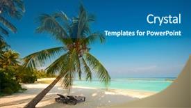  Presentation with bahamas - Presentation design featuring bahamas - canvas chairs at tropical beach background and a ocean colored foreground