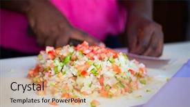  Presentation with making a difference - Slide set having bahamian woman making traditional conch background and a coral colored foreground