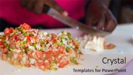  Presentation with ethical desicion making and ethical leadership - PPT theme with bahamian woman making traditional conch background and a coral colored foreground
