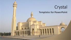  Presentation with bahrain - Amazing PPT theme having bahrain - al-fatah grand mosque backdrop and a light blue colored foreground