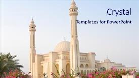  Presentation with bahrain - Slide set featuring bahrain - al fateh grand mosque background and a sky blue colored foreground