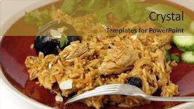  Presentation with chicken - Presentation consisting of bahrain - authentic saudi chicken kabsa known background and a gold colored foreground