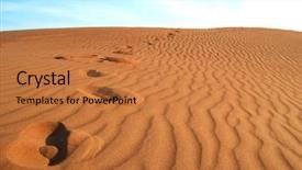 Presentation with footprints - Audience pleasing presentation theme consisting of bahrain - footprints on golden sands backdrop and a coral colored foreground