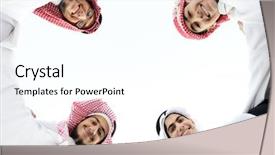  Presentation with heads - Beautiful PPT layouts featuring bahrain - happy group of arabic people backdrop and a white colored foreground