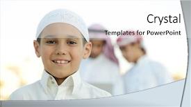  Presentation with eastern - Theme enhanced with bahrain - happy group of middle eastern background and a white colored foreground