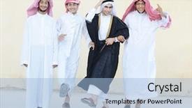  Presentation with middle eastern traditional dishes falafel - Presentation theme enhanced with bahrain - happy group of middle eastern background and a light blue colored foreground