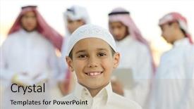  Presentation with eastern - Theme consisting of bahrain - happy group of middle eastern background and a coral colored foreground