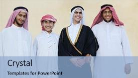 Presentation with eastern - Colorful theme enhanced with bahrain - happy group of middle eastern backdrop and a light blue colored foreground
