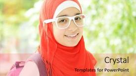  Presentation with teenage girl - PPT theme enhanced with bahrain - portrait of a fresh beauty background and a  colored foreground