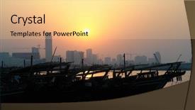  Presentation with city silhouette - Amazing presentation theme having bahrain city silhouette and fishing backdrop and a blonde colored foreground