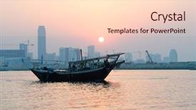  Presentation with city silhouette - Slides with bahrain city silhouette and fishing background and a lemonade colored foreground