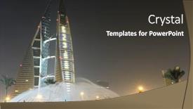  Presentation with bahrain - Presentation theme having bahrain-world-trade-center-night background and a dark gray colored foreground