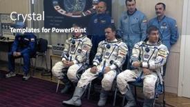  Presentation with international space station - Slide deck enhanced with baikonur-october-31-the-first background and a ocean colored foreground