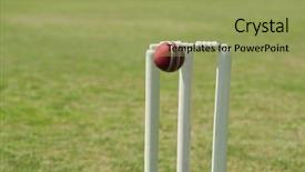  Presentation with cricket - Beautiful presentation theme featuring bail - cricket ball hitting stumps backdrop and a yellow colored foreground