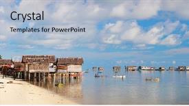  Presentation with malaysia - Slides having bajau - panorama of a sea gypsy background and a light blue colored foreground