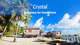  Presentation with village - Presentation theme having bajau - sea gypsy village at kalapuan background and a cobalt blue colored foreground