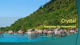  Presentation with sea - Slides with bajau - traditional sea gypsy village near background and a tawny brown colored foreground