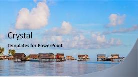  Presentation with malaysia - Amazing PPT layouts having bajau - traditional sea gypsy village near backdrop and a light blue colored foreground