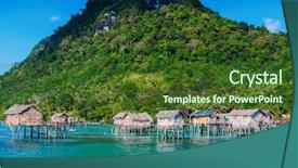  Presentation with traditional - Slides enhanced with bajau - traditional sea gypsy village near background and a tawny brown colored foreground