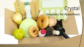  Presentation with diary products - Presentation design with bake sale - box with products isolated background and a  colored foreground