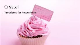  Presentation with cupcake - PPT theme with bake sale - delicious cupcake with inscription background and a white colored foreground