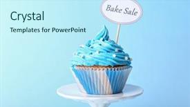  Presentation with cupcake - Amazing PPT layouts having bake sale - delicious cupcake with inscription backdrop and a cool aqua colored foreground