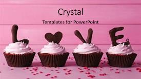  Presentation with cupcake - PPT theme enhanced with bake sale - delicious valentine day cupcake background and a coral colored foreground