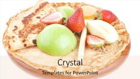  Presentation with pancake - Slides enhanced with big spoon slice - baked and fruits pancake background and a lemonade colored foreground