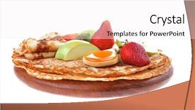  Presentation with pancake - Slide deck consisting of big spoon slice - baked and fruits pancake background and a white colored foreground