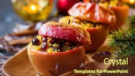  Presentation with couscous - Colorful slide deck enhanced with baked apples with couscous nuts backdrop and a tawny brown colored foreground