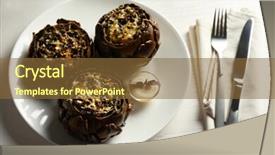  Presentation with white cheese - Slide set featuring baked artichokes with cheese on white plate background and a tawny brown colored foreground